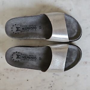 MEPHISTO: silver leather sandals